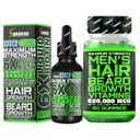 Beard Growth Kit w / 6X Tekutý BIOTIN doplněk s kolagen Peptides + 620,000mcg 14-in-1 BIOTIN Gummies / Beard Growth Vitamíny & Vlasové růstové Vitamíny pro muže - Vyrobeno v Americe