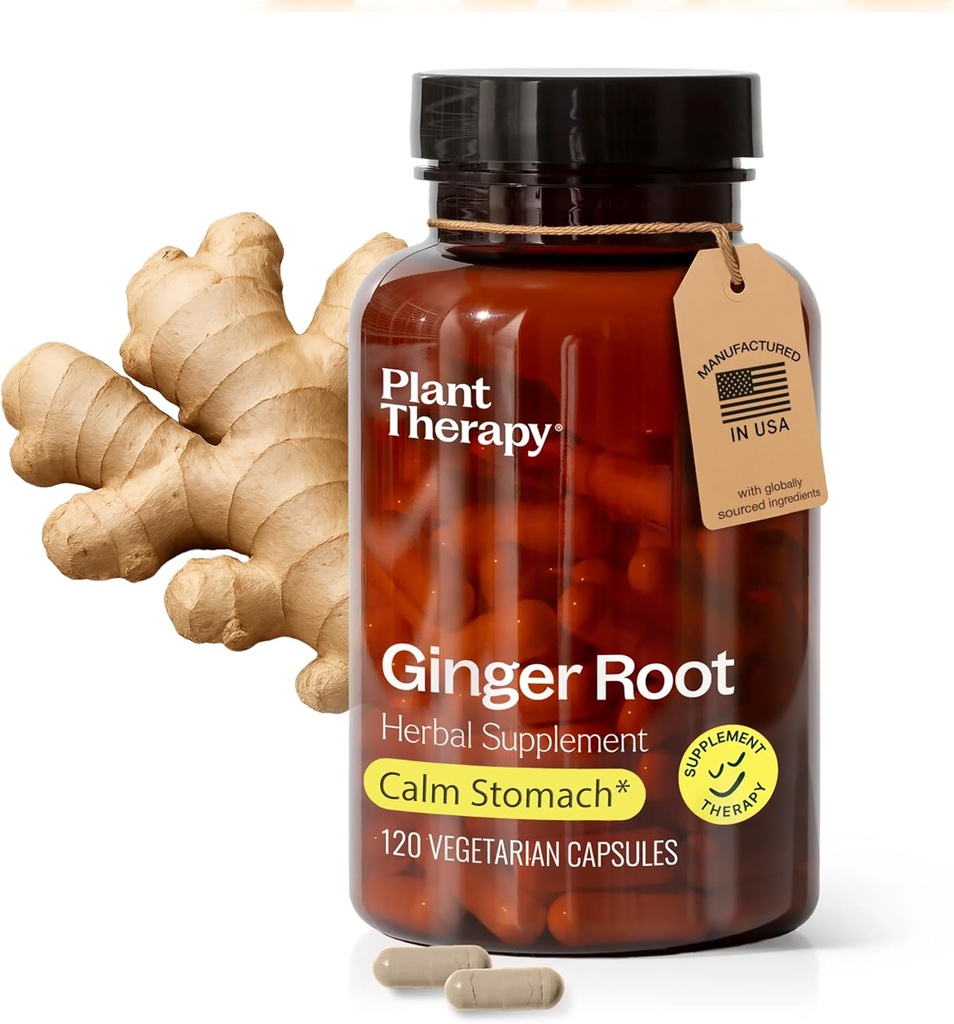 Rostlinoterapie Ginger Root Kapsle vyráběné v USA 4 Měsíční dodávky Calms Upset Stomachs, podporuje trávicí imunitní zdraví, Potent Extract doplňky pro ženy a muže 120 Vegetariánské kapsle
