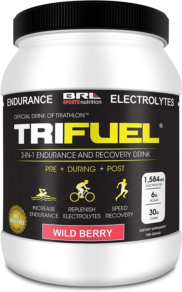 3-in-1 Endurance and Recovery, Hydration, BCAA, Electrolyte Enhanced Drink (Wild Berry)...