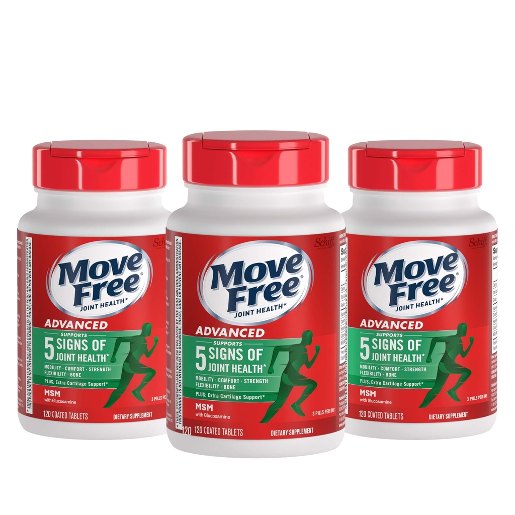 Přesun zdarma Advanced Glucosamine Chondroitin MSM Joint Support Supplementary, podporuje mobilitu Comfort Strength Flexibility & Bone - 120 Počet (balení 3)