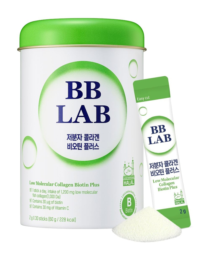 BB LAB Nízký molekulární kolagen Biotin Plus, Halal kolagen, Prášek dodatek, Korejský mořský kolagen, Rybí kolagen Peptidy, Biotin, Vitamin C, Rychlá absorpce, Shine Muscat Flavor