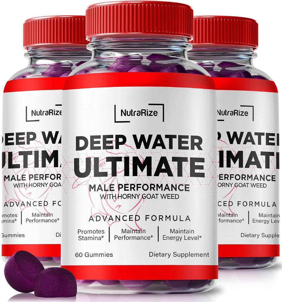NutraRize (3 Pack) Deep Water Ultimate Mužské gumy - Oficiální Deep Water Mužské Essentials, Premium Deepwater Ultimate Gummies pro muže, Deep Water Ultimate Mužské Gummy, Performance Review (180 Gummies)