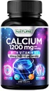 Vápník 1200mg s vitaminem D3 pro nejlepší absorpci - Advanced Bone Support Supplement, 1200 mg vápníku uhličitanu a 1600 IU vitaminu D3, pomalé uvolňování pro imunitní podporu, snadné spolknutí, 240 tablet