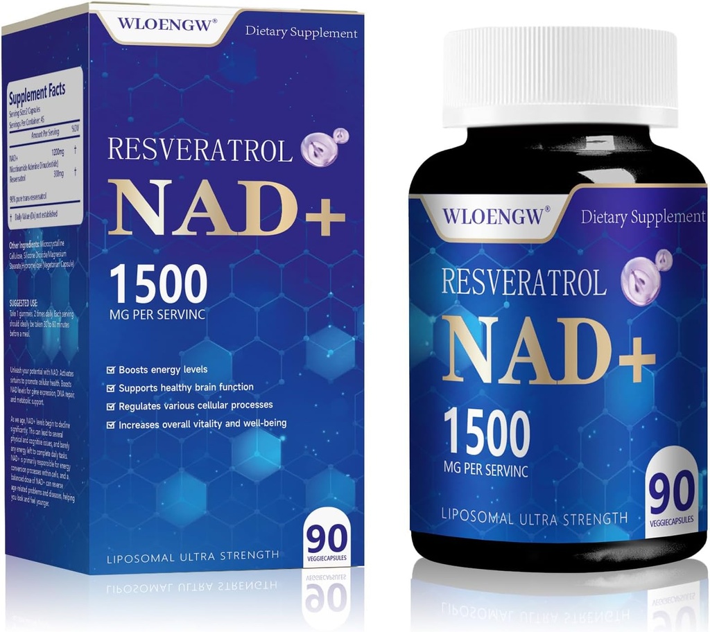 Nový dodatek NAD - Liposomální NAD + Dodatek s Resveratrol 90 Počet 1500MG