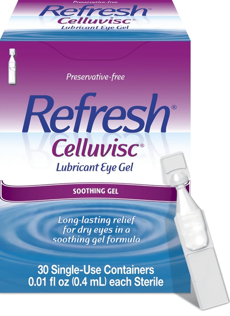 Refresh Celluvisc Lubricant Eye Gel for dry eyes, Preservative- Free Drops, 0.01 Fl Oz Single- Use Containers, 30 Count