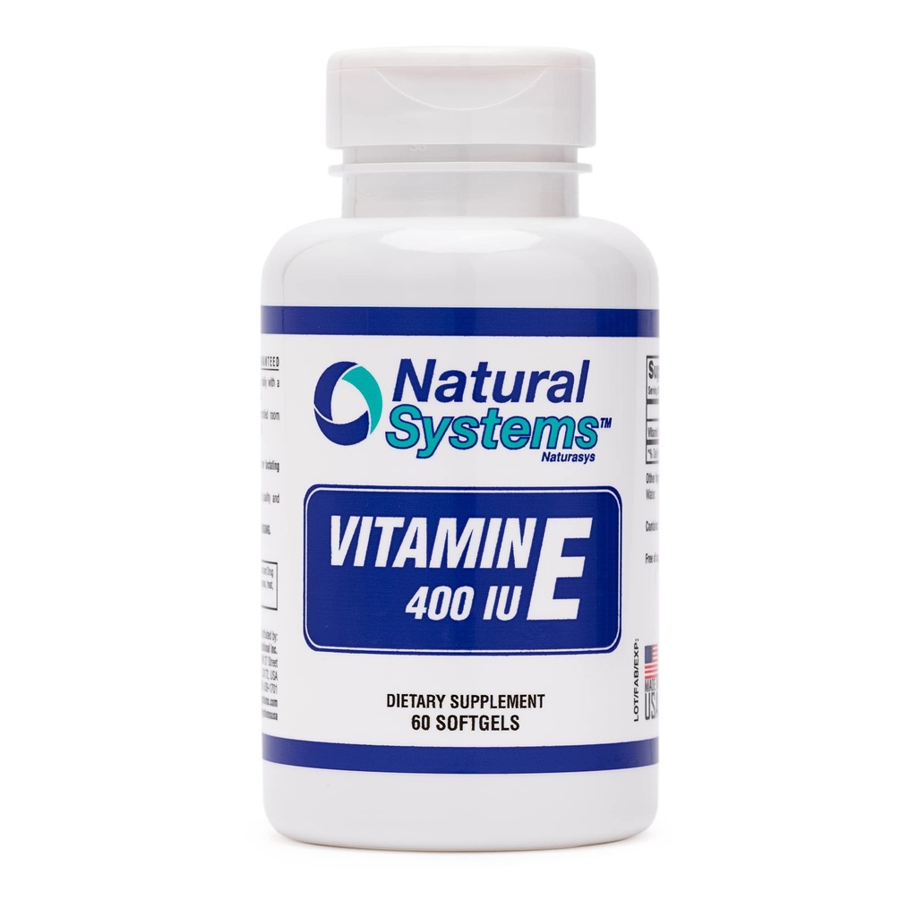 Vitamin E 60 Softgels 400 IU přírodní systémy - Vitamin E doplňky Imunitní systém Podpora * - Vitamin E Softgels Péče o pleť - Přírodní vitamín E Non- Cukr, Non- Umělé přísady nebo konzervační látky