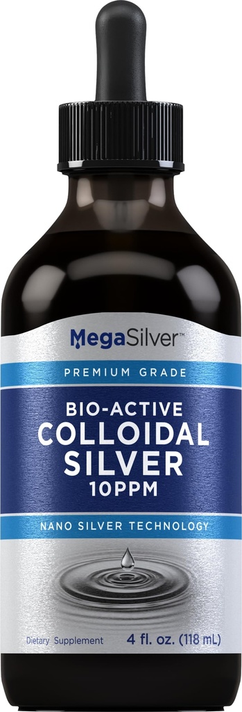 Piping Rock Koloidní stříbrné kapalné kapky 124; 10 ppm current 124; 4 oz current 124; Bio Active Premium Class 124; Nano Silver Technology Current 124; Non- GMO, gluten zdarma