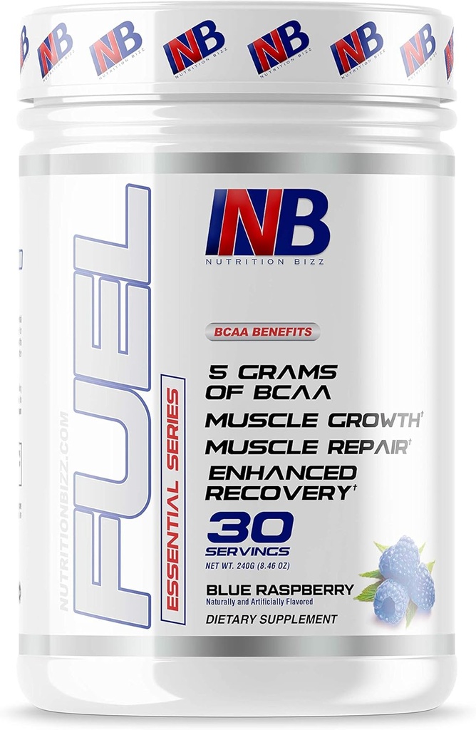 BCAA Powder, 5 Grams of BCAA Amino Acids, Post Workout Recovery Drink for Muscle Building, Recovery, and Endurance, 30 Serings (Blue Raspberry)
