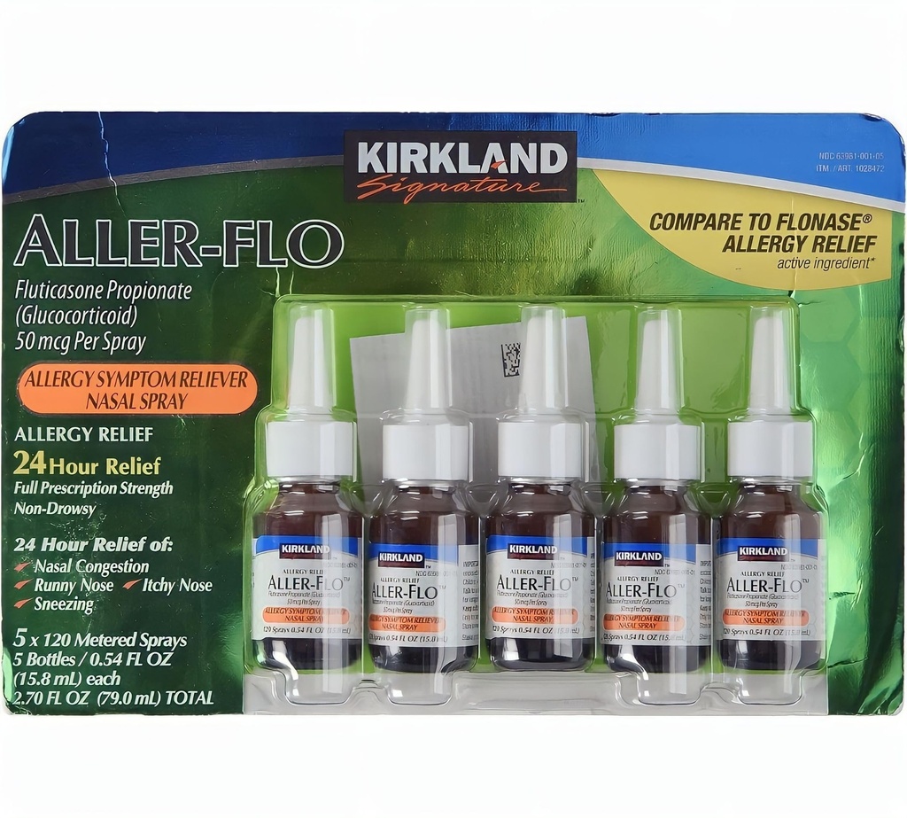 KIRKLAND Podpis Aler- Flo Fluticasone Propionát (Glucorticoid) 5 Lahvičky x 120 Metered Spreys 0, 54 Fl OZ per Lahvička (15, 8 ml x 5) 2, 70 OZ Celkem (79 ml Celkem) 600 Celkové spreje, 1- balení
