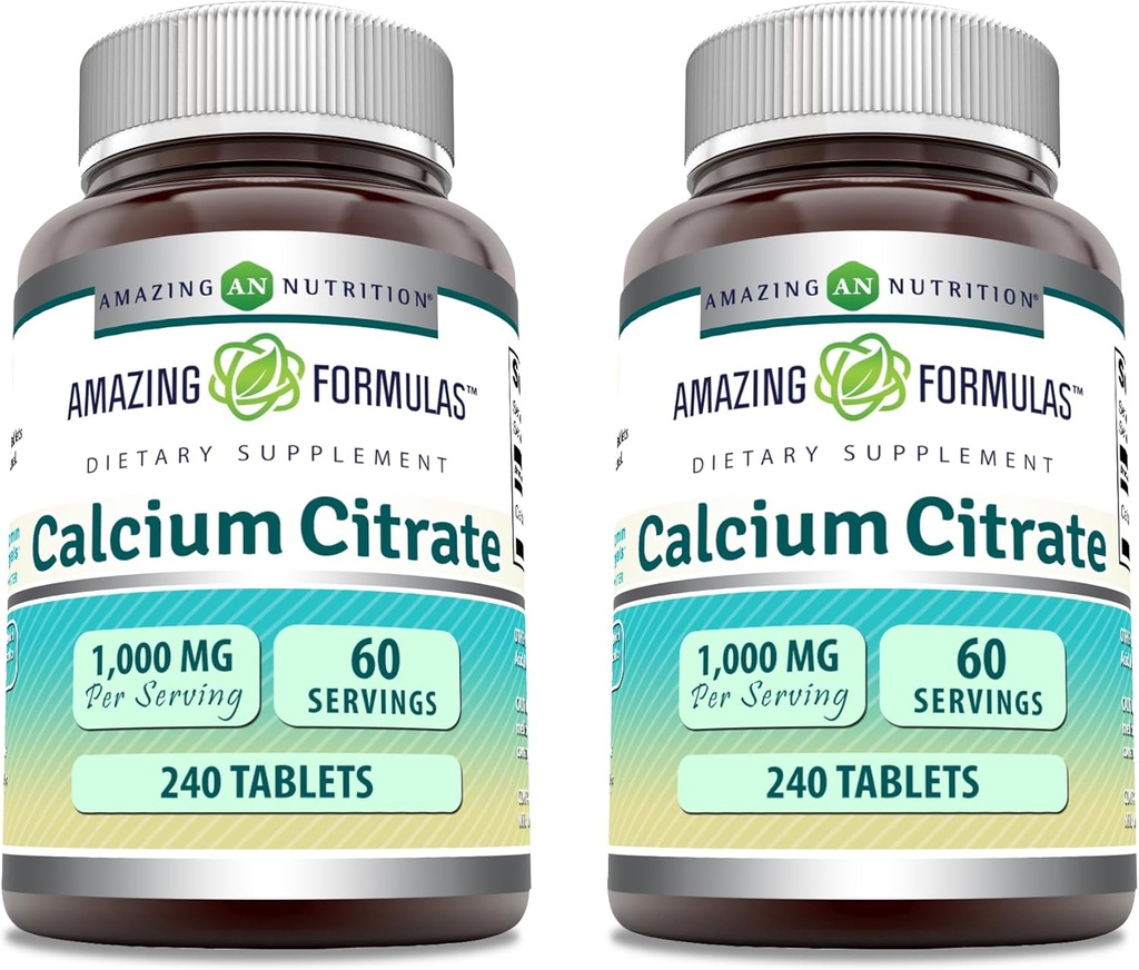 Amazing Appendias vápník Citrát dodatek 124; 1000 Mg CLAS124; Tablety CLAS124; Non-GMO CLAS124; gluten Free CLAS124; Made in USA (2 balení, 240 Počet)