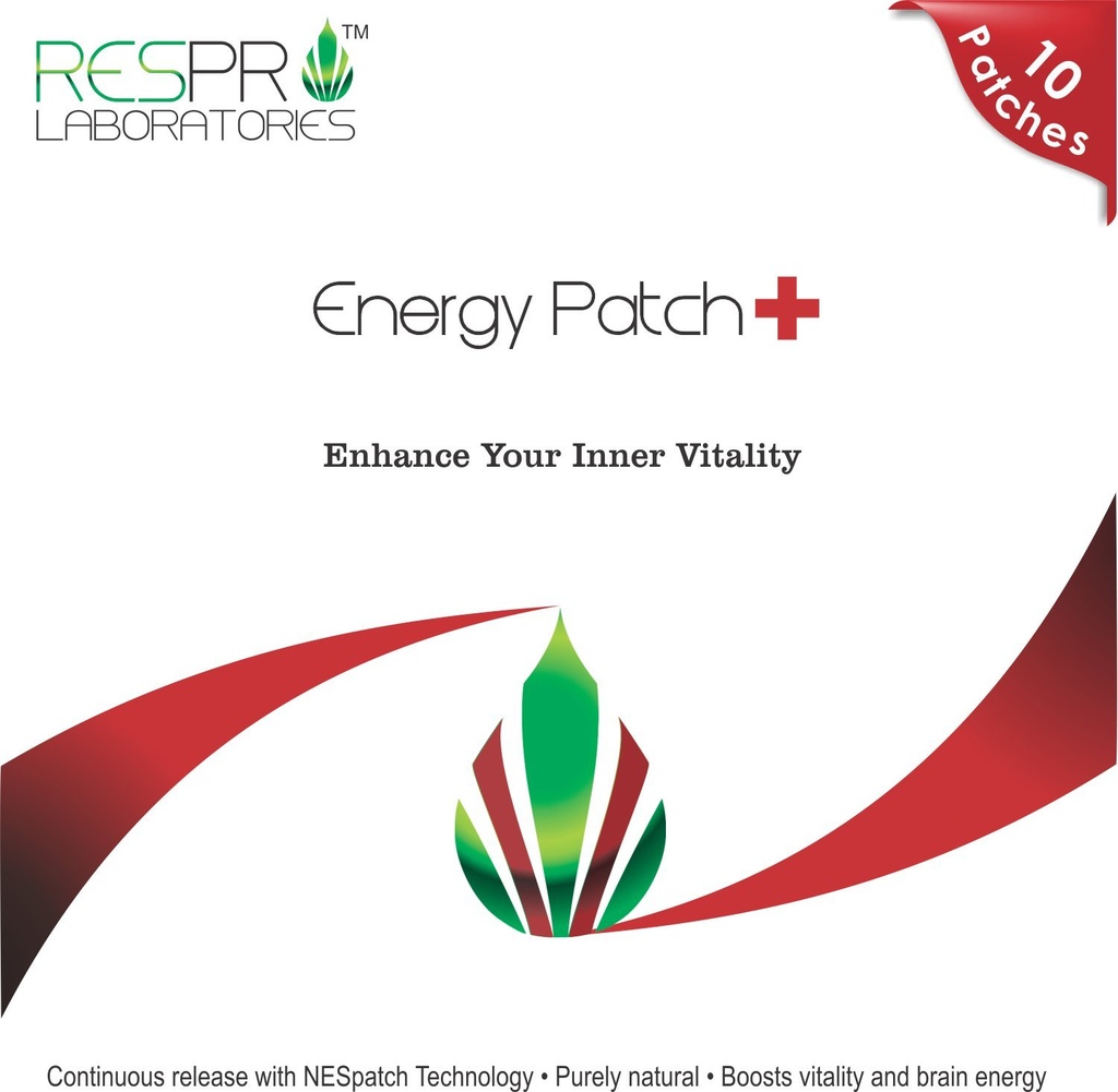 Respro Labs Natural Guarana a CoQ10 Energy Patch Plus, Continuous Release, 10 Záplaty