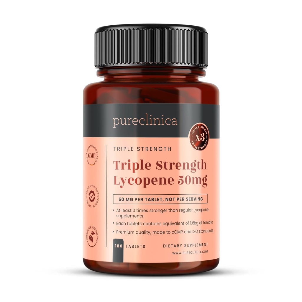 pureclinica Lycopene 50 mg x 180 tablet (6 měsíců). 300% síla pravidelných tablet lykopenu