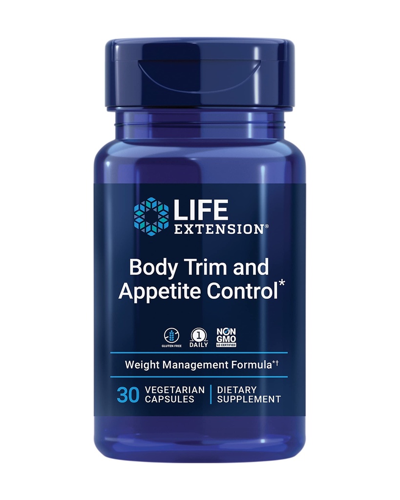 Life Extension Body Trim and Appetite Control, Lemon Verbena, Hibiscus, Zdravá hmotnost, Promotes Satiety, Weight Management, Gluten Free, Non- GMO, 1- Daily, Vegetarian, 30 Kapsle