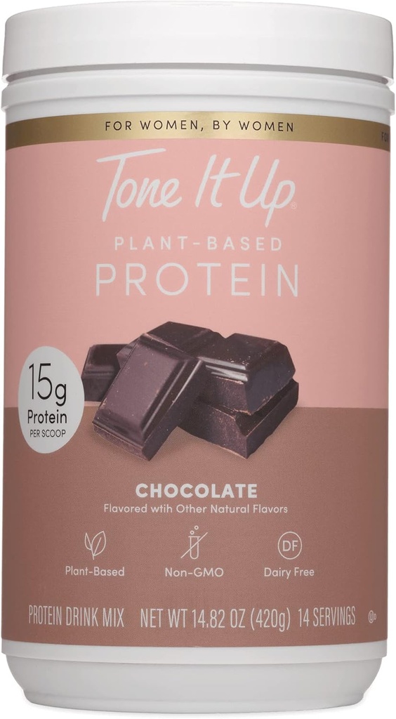 Tone It Up Plant Based Protein Powder I Dairy Free, gluten- Free, Kosher, Non-GMO Pea & Chia Seed Protein and Oat Milk I for Women I 14 Servings, 15g proteinu - Čokoláda