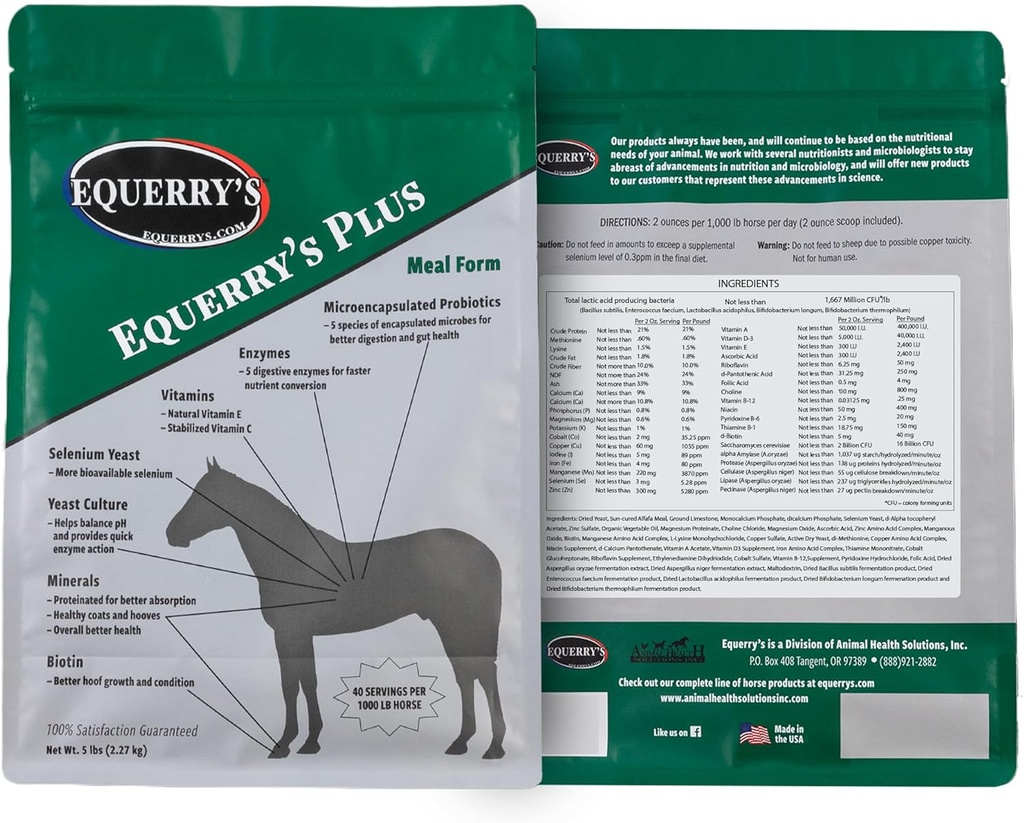 Equerry 's Plus Horse Supplement - Vylepšená podpora s probiotiky pro potravu, vitamíny a minerály - Vyrobeno v USA - 5 liber