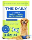 Native Pet Dog Vitamíny a doplňky - 11- in-1 Multivitamin prášek pro psy Food Topper - Kolagen, Glucosamine, Probiotika, Omega & More - Podporuje zdravé Gut, Mobilita & Celkově zdraví -30 Kopule