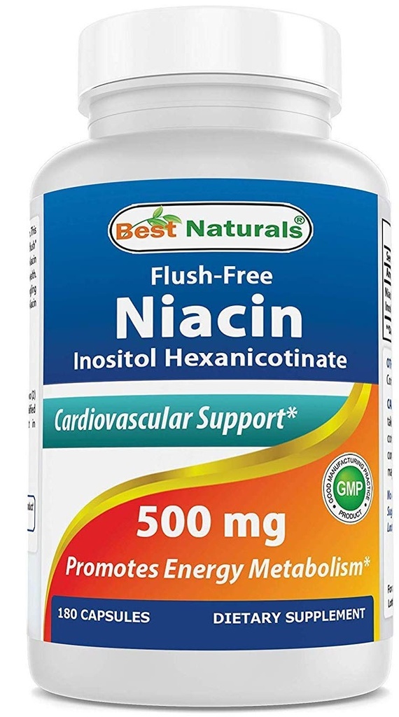 Nejlepší Naturals Flush- Free Niacin Inositol Hexanikotinát 500 mg 180 Kapsle