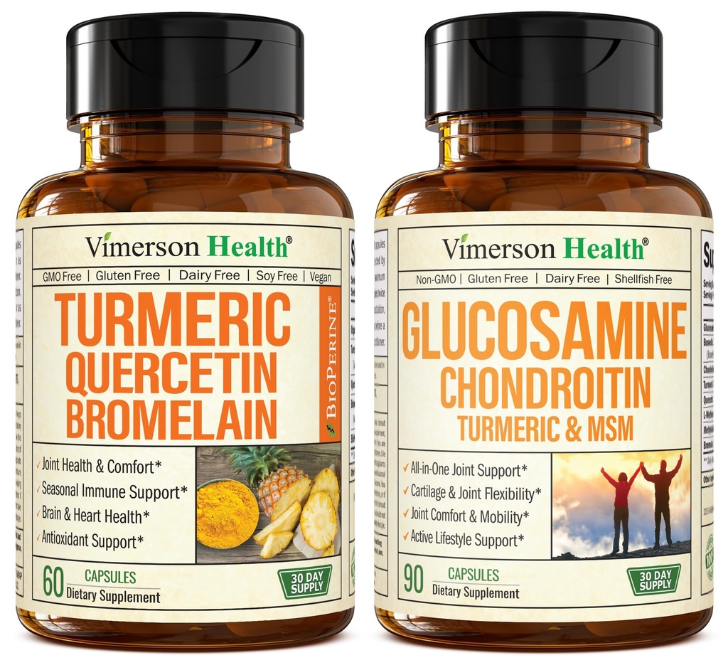 Quercetin s Bromelain a kurkumin a Glucosamine Chondroitin MSM a doplňkem společné podpory Turmeric