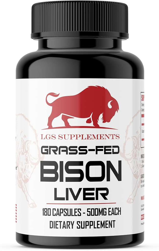 Tráva Fed Bison Játra Kapsle Podporuje Energy Production, Detoxifikace, Digestion, Imunita, Přírodní železo Non- GMO, Freeze Sured Játra doplněk stravy, 3000mg
