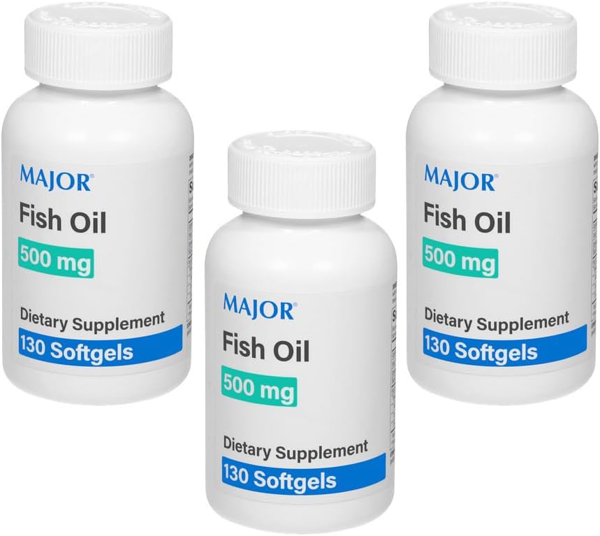 MAJOR Fish Oil 500mg Softgels - Omega33 Rybí olej Dodatek - Dietní dodatek - 130 Počet (3 balení)