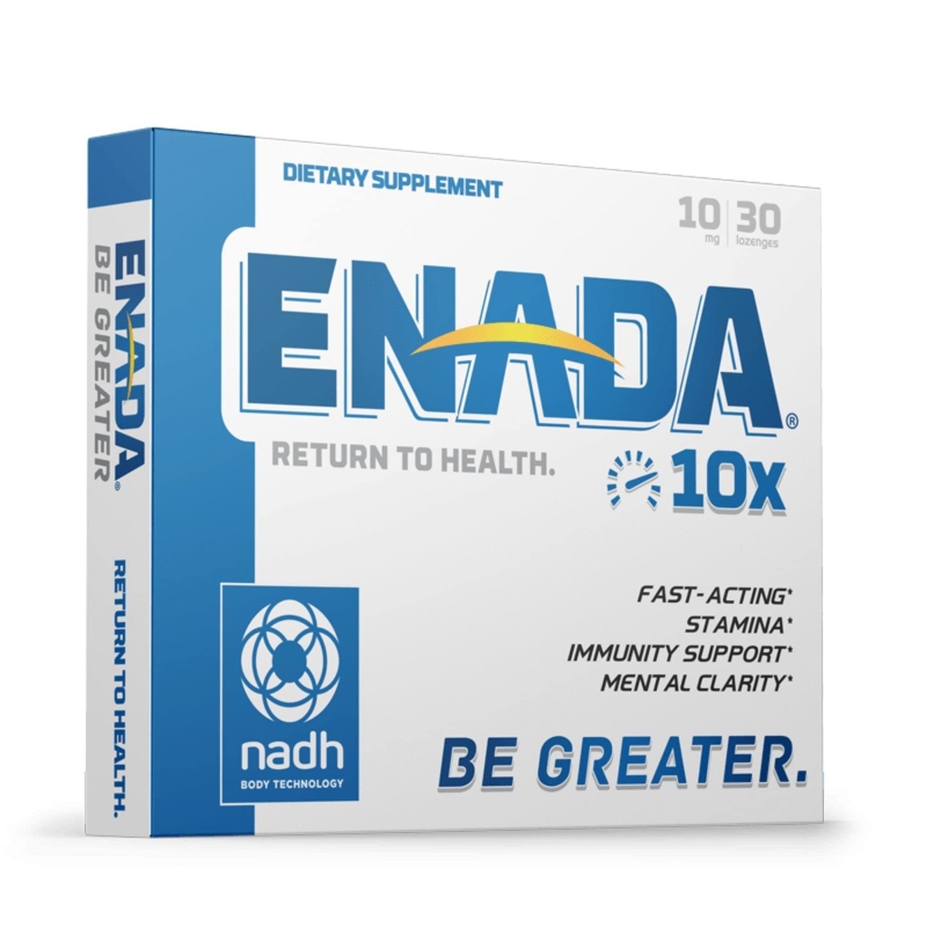 ENADA 10X NADH dodatek s rychle působící Formule pro aktivní životní styl 124; Přírodní energie Booster Great pro Jet Lag, Atletic Performance & Studium 124; Zlepšuje Stamina a duševní jasnost 124; 30 Lozenge