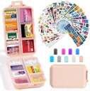 14 Grids Travel Pill Pořadatel Box s 415- Pcs Medicine Název etikety - Pocket Daily Pharmacy Case Container Kit - Travel Medication Holder Disperser for Fish Oil vitamin Supplement Storage - Pink