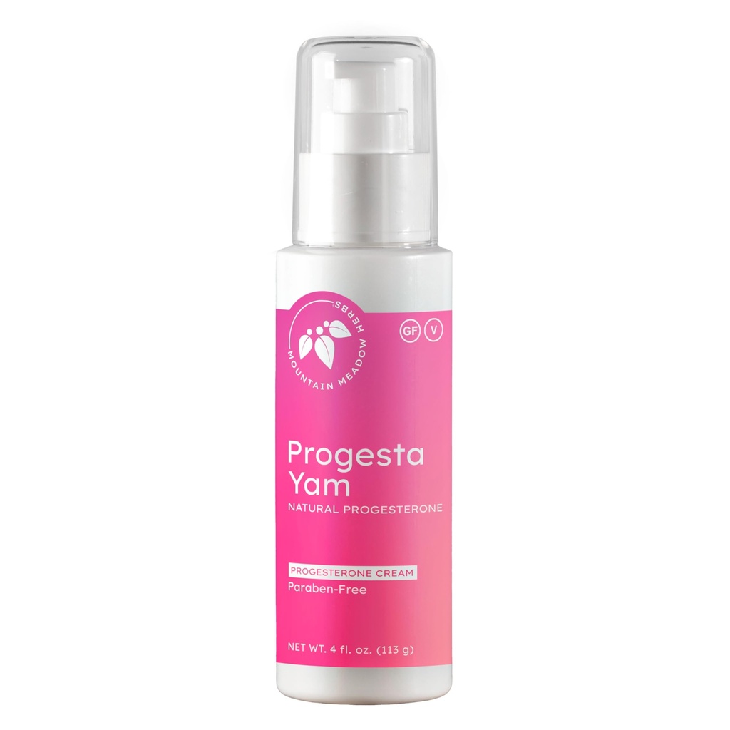 Hory Meadow Byliny Progesta-Yam Cream - Bioidentický Progesteron z Wild Yam - Menopauza & Perimenopauza Hormon Support - Vyvinutá fyzika, Testovaná třetí strana, Non- GMO, 4oz