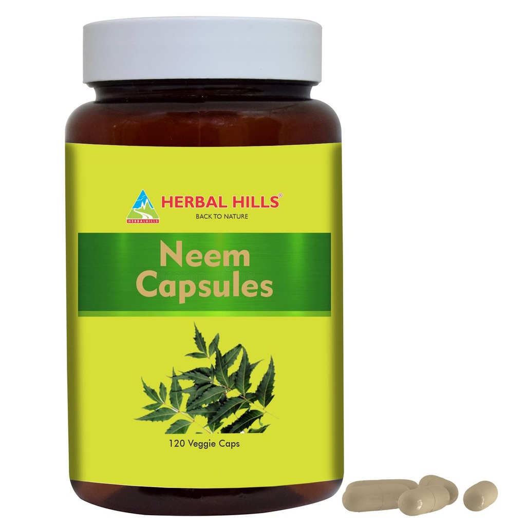 HERBAL HILLS Neem Kapsle 120 Vegie Kapsle Neem Leaf Azadirachta Indica 700 mg Prášek a extrakt v kapslích