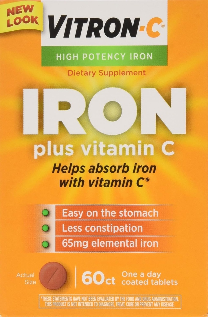 VITRON- C High potency Iron Plus Vitamin C tablety - 60 Ea - 3 balení