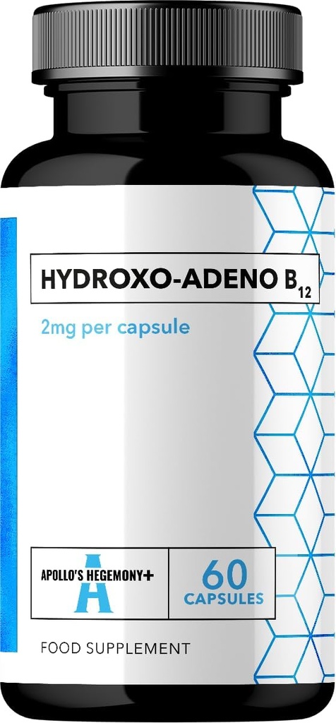 APOLLO 'S HEGEMONY Hydroxo-Adeno 2 mg - vysoká absorpce vitaminu B12- 60 Veganových kapslí - 2 měsíční zásoba - podporuje tvorbu červených krvinek a vitální energetické hladiny