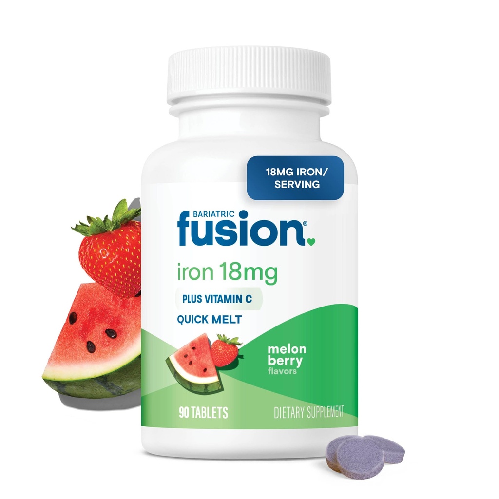 Bariatric Fusion Iron Supplementary for Women Quick Melt Iron 124; Supplementary Free Disolventable Chewable Iron Tablety Iron 124; Ferrous Fumarate 18 mg Iron with Vitamin C C124; Melon Berry IR 124; Gluten, mlékárenský a sójový Free Iron 124; 90 Count