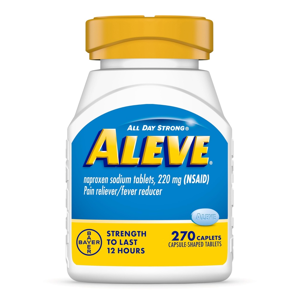 Aleve Pain Reliever & Fever Reducer Naproxen Sodné kapsle, Reliéf bolesti těla, 270 Počet
