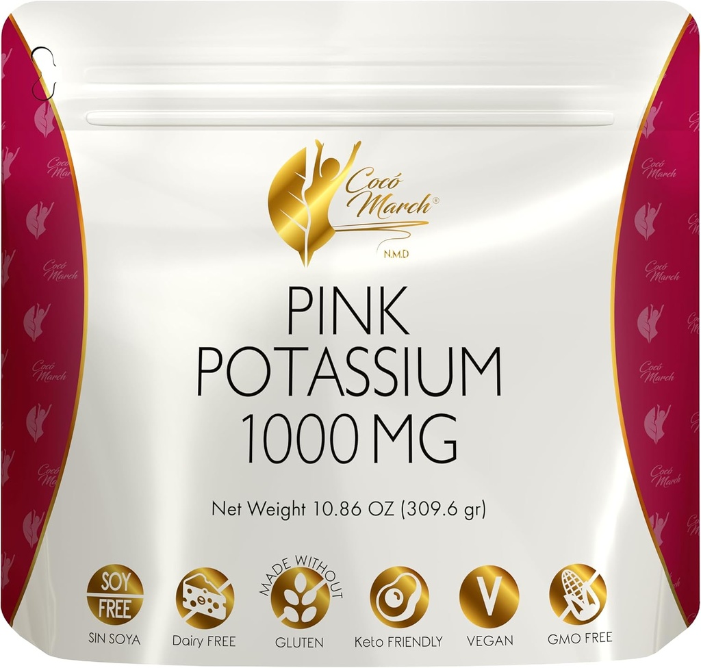Cocó March N.M.D Pink Draslík Powder - podporuje srdeční zdraví, svalové funkce a zdraví kostí. Gluten Free, Dairy Free, Non- GMO, Soy Free, Vegan, Keto Friendly - 10.86 Oz (309.6 g)