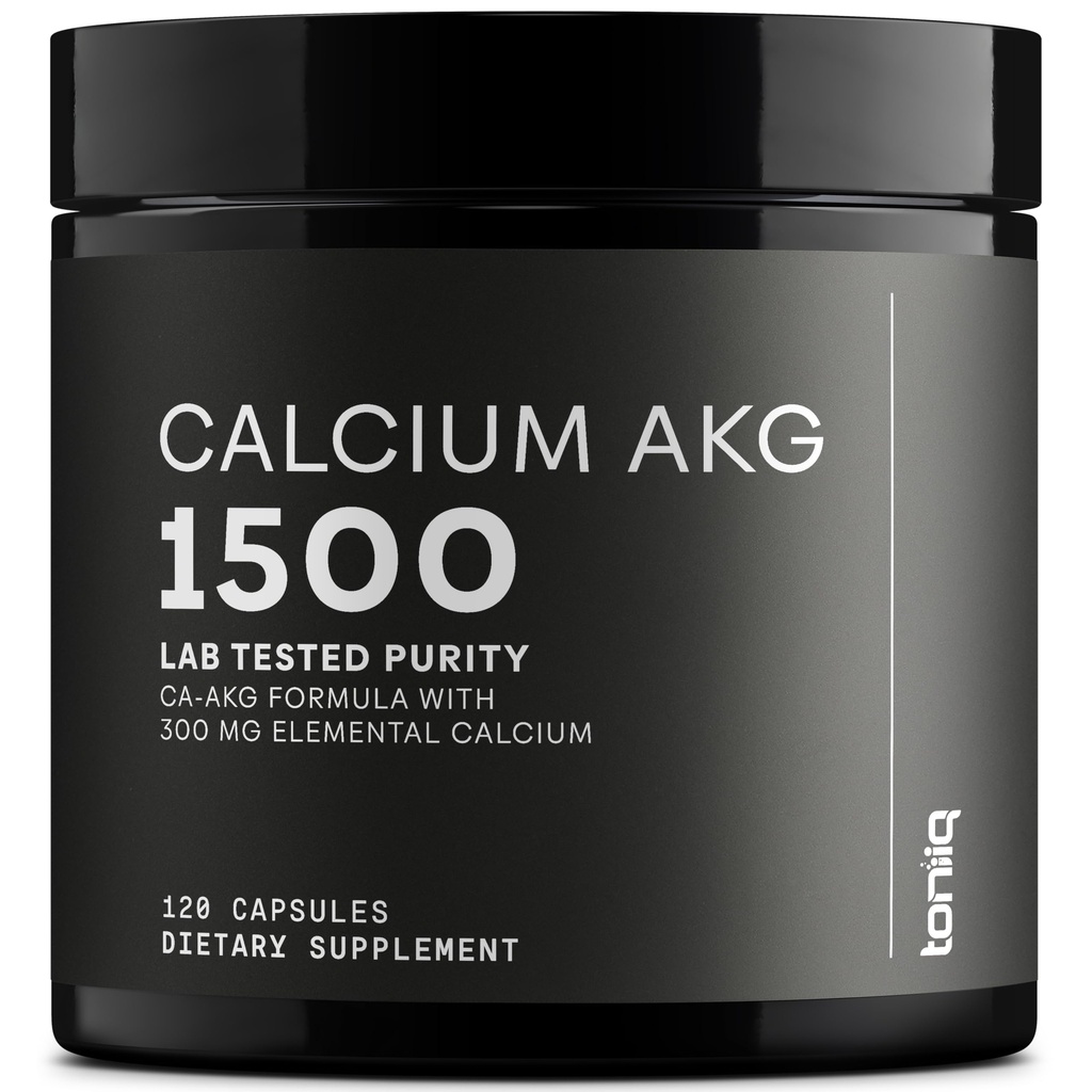 Toniiq 1500mg Ultra vysoká čistota Ca AKG dodatek - 99% + Vysoce čištěný a biologicky dostupný kalcium alpha- ketoglutarát - vápník AKG doplněk dlouhověkosti - 120 Ca- AKG Vegetariánské kapsle