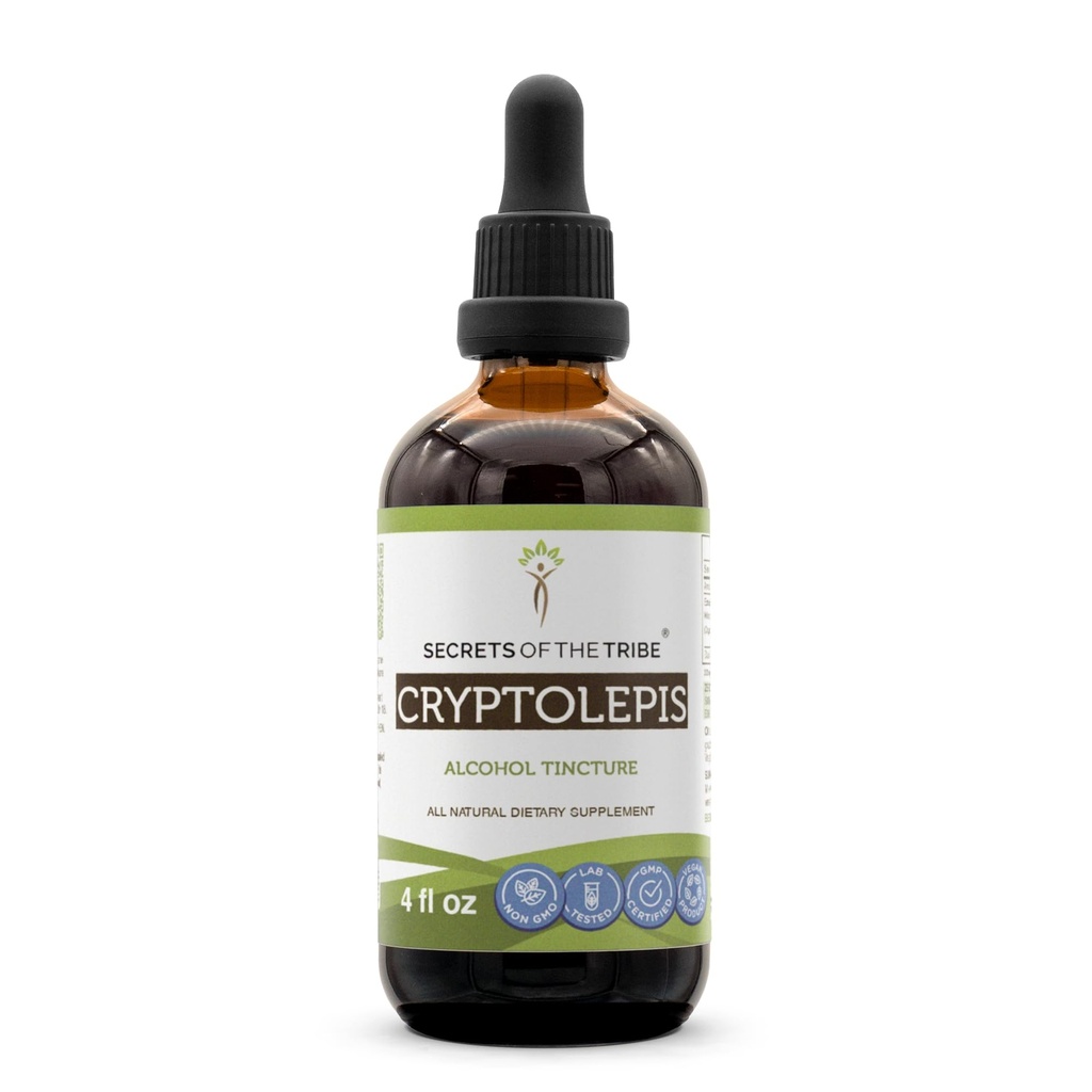 Tajemství Tribe Cryptolepis Tincture Alkohol Extract, high- potency Bylinné kapky, Tincture Made from Wildcrafted Cryptolepis Sanguinolenta 4 oz