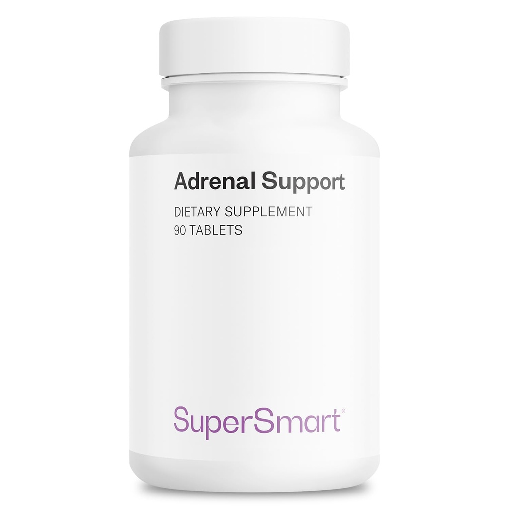 Supersmart - Adrenal Support (Advanced Formule) - s Rhodiolou Rosea, Holy Basil Tulsi, Magnesium - Adaptogenní Byliny dodatek 124; Non- GMO & gluten zdarma - 90 Tablety