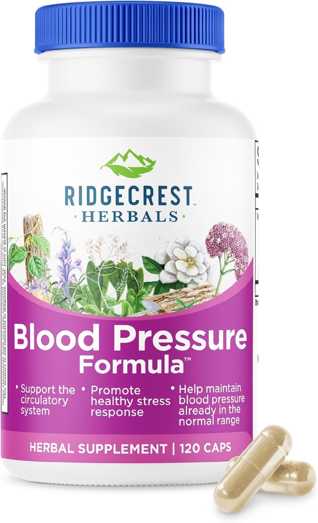 RidgeCrest Herbals krevní tlak Bylinné Formule, 12 Byliny, Poria Houba, Gastrodia, Gardenia, pro srdce, Cévní, Circulation Health (120 Počet)