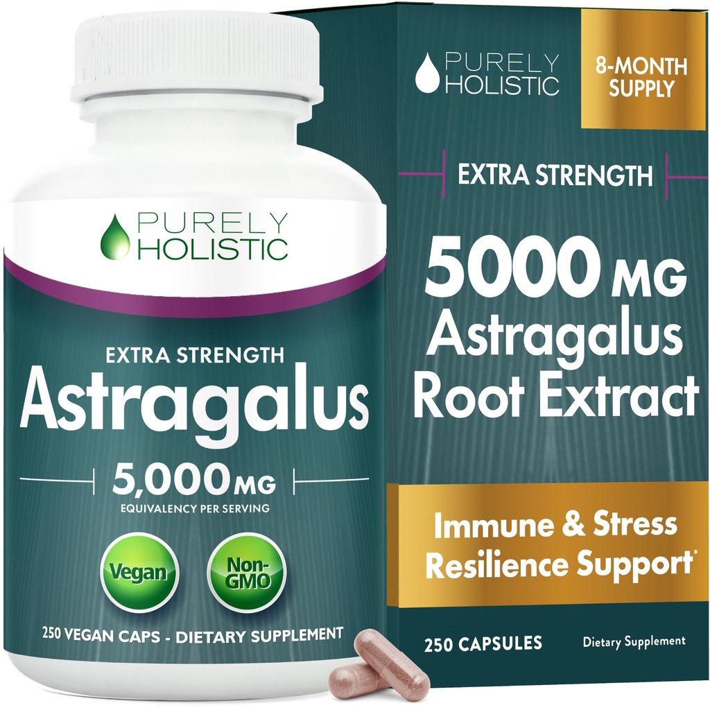 Astragalus Kapsle 5000 mg - 250 Kapsle, 8 + měsíční zásoba - Superior Strengalus Root Extract 20: 1 - Non GMO, Vegetarian & Vegan Friendly - Podporuje imunitní systém a kardiovaskulární