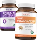 Adrenal & Ashwagandha (1- Month Supply) Calm & Energize Bundle - Adrenal Support with L- Tyrosin (120 Kapsle) & USDA Organic Ashwagandha 1350mg Ashwagandha Root Powder per Serve (60 Kapsle)