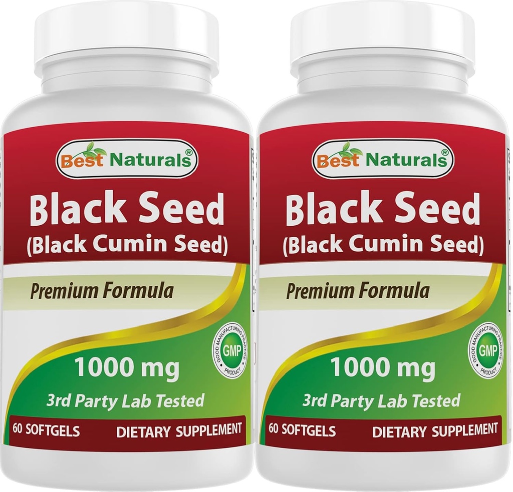 Nejlepší Naturals 2 Packs Black Seed Oil Capsules 1000 mg (Non- GMO) Nigella Sativa - 100% Cold Pressed Black Cumin Seed Oil Pills Obsahuje Thymoquinonoe 60 Počet (Celkem 120 Softgels)