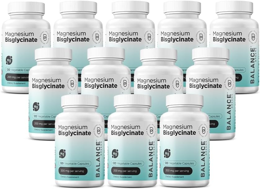 Magnesium Bisglycinát 200mg - vysoce absorpční chelatovaný doplněk hořčíku - Gentle on Stomach, gluten- Free, Podporuje spánek, svalové křeče a pozitivní nálady - 120 Kapsle (balení po 12)