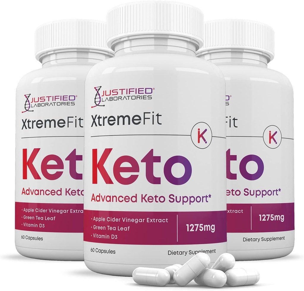 Odůvodněné laboratoře (3 balení) Xtreme Fit Keto ACV pilulky 1275MG Vyrobeno z jablečného moštu Keto Support Blend Alternative to Gummies 180 Kapsle