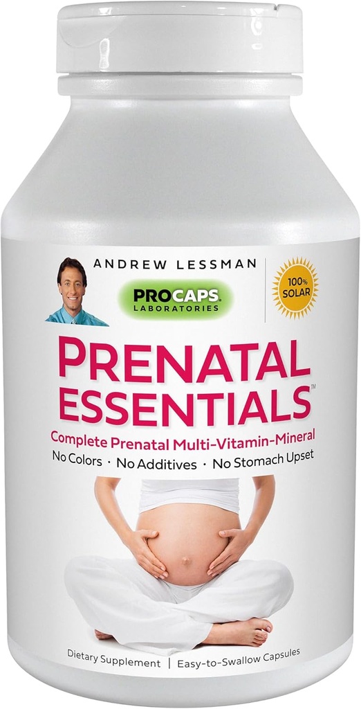 ANDREW Lessman Prenatal Essentials 180 Kapsle - Kompletní Prenatální vitamíny pro ženy, Žádné přídatné látky Prenatal Multivitamin, Nutrients for Womens Prenatal, Postnatal- Methylfolát Prenatal se železem