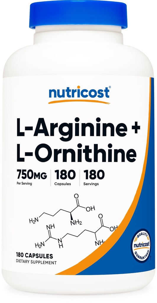 Nutricost L- Arginin L- Ornithin 750mg; 180 tobolek