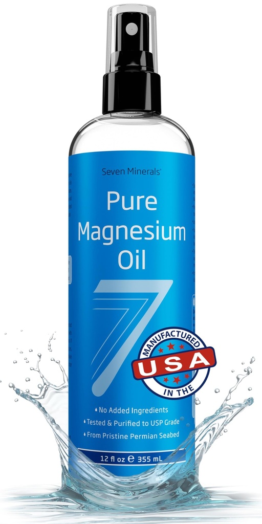Sedm minerálů čistý hořčík olej Spray, Big 12oz, USP stupeň, Extra síla, pro nohy, spánek, bolest svalů & křeče - Mined v USA