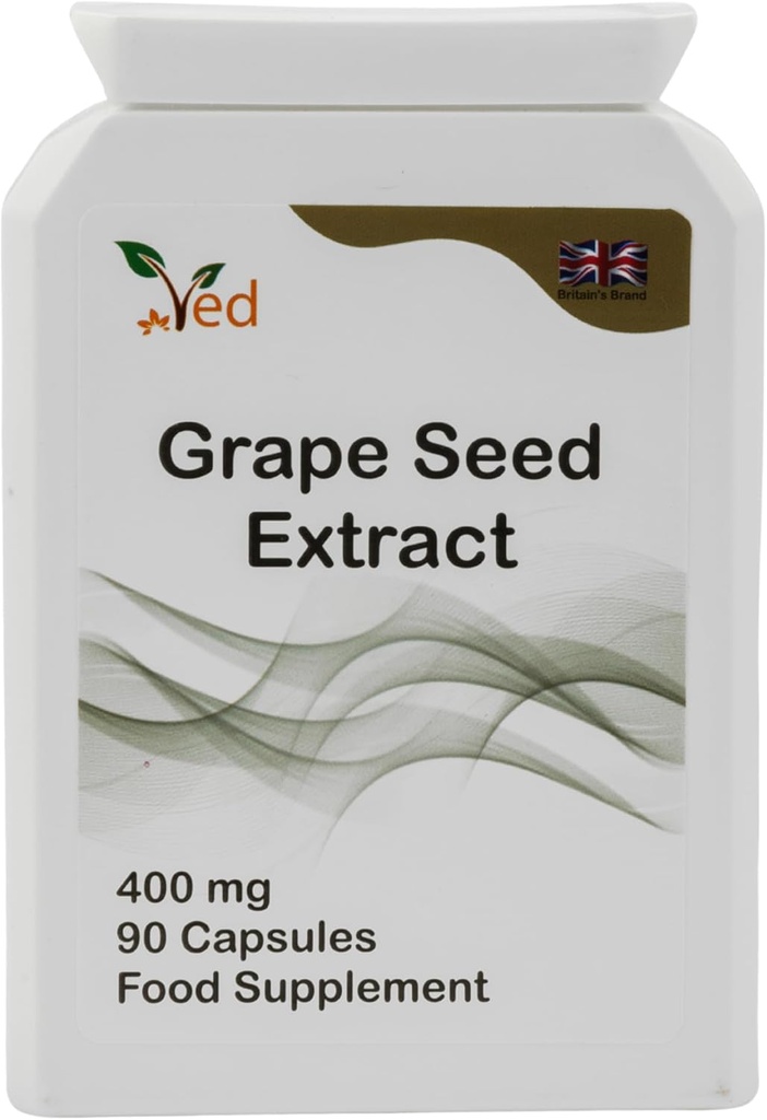 Ved OPC Grape Seed Extract Capsules, Min. 95% Oligomerní Proanthocyanidins, 400 mg 90 Vegan Capsule (3 měsíce dodávky)