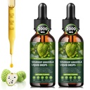 (2 Pack) Soursop Graviola Liquid Drops 2000mg, 98% Absorpce pro buněčnou podporu a regeneraci, Imunite Boost, Játra, Bylinná dobrota, Soursop Bitters Liquid- Sugar / gluten Free, Natural Flavor, 4 Fl Oz