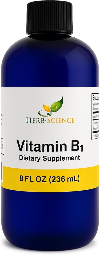 Liquid Vitamin B1 Kapky - Denní Thiamin dodatek k podpoře trávení, Nervový systém, Srdce zdraví, Stress Relief, Natural Energy Booster - 500% DV, 288 Servings per Bottle - 8 fl. oz