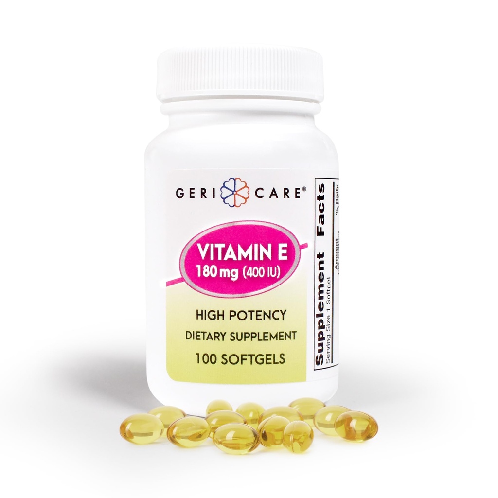 GeriCare High- Potency Vitamin E Kapsle - 400 IU pro kožní a imunitní podporu, 180mg Imunosum 124; 100 Opočítání 124; Organic Vitamin E pro ženy a muže