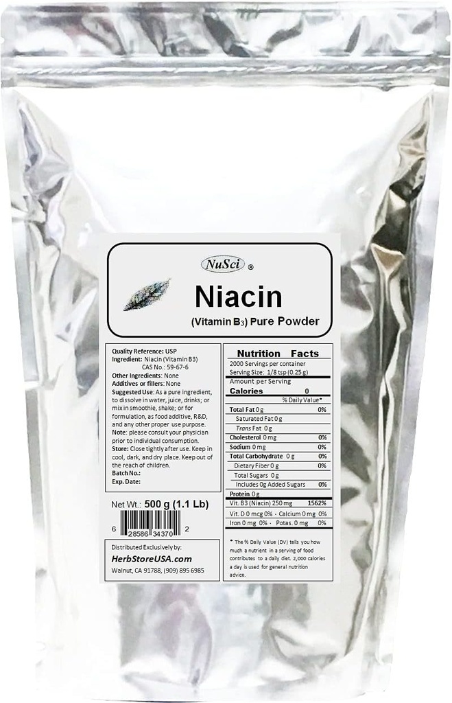 Niacin vitamin B3 čistý prášek (500 gramů (1, 1 lb))